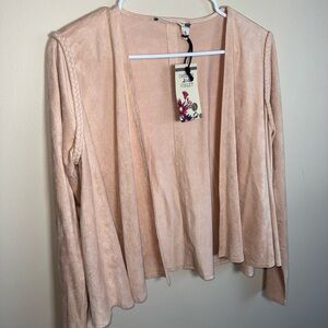 Chelsea & Violet Women’s Faux Suede Cardigan Jacket Size S Blush Pink NWT